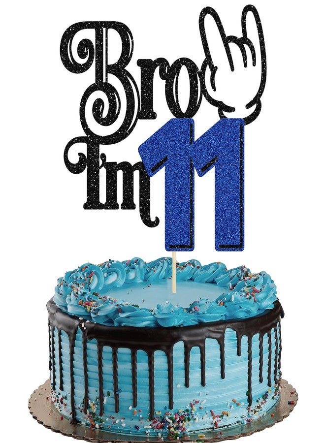 ايفلين إيفلين، قطعة واحدة، زينة كعكة عيد ميلاد "أخي، عمري 11 عامًا"، نجمة لامعة، زينة كعكة عيد ميلاد سعيد الحادي عشر، زينة كعكة عيد ميلاد "أخي، عمري 11 عامًا"، زينة عيد ميلادي الحادي عشر للأولاد، زينة حفلات عيد ميلاد "11 عامًا"، أزرق - Image 1